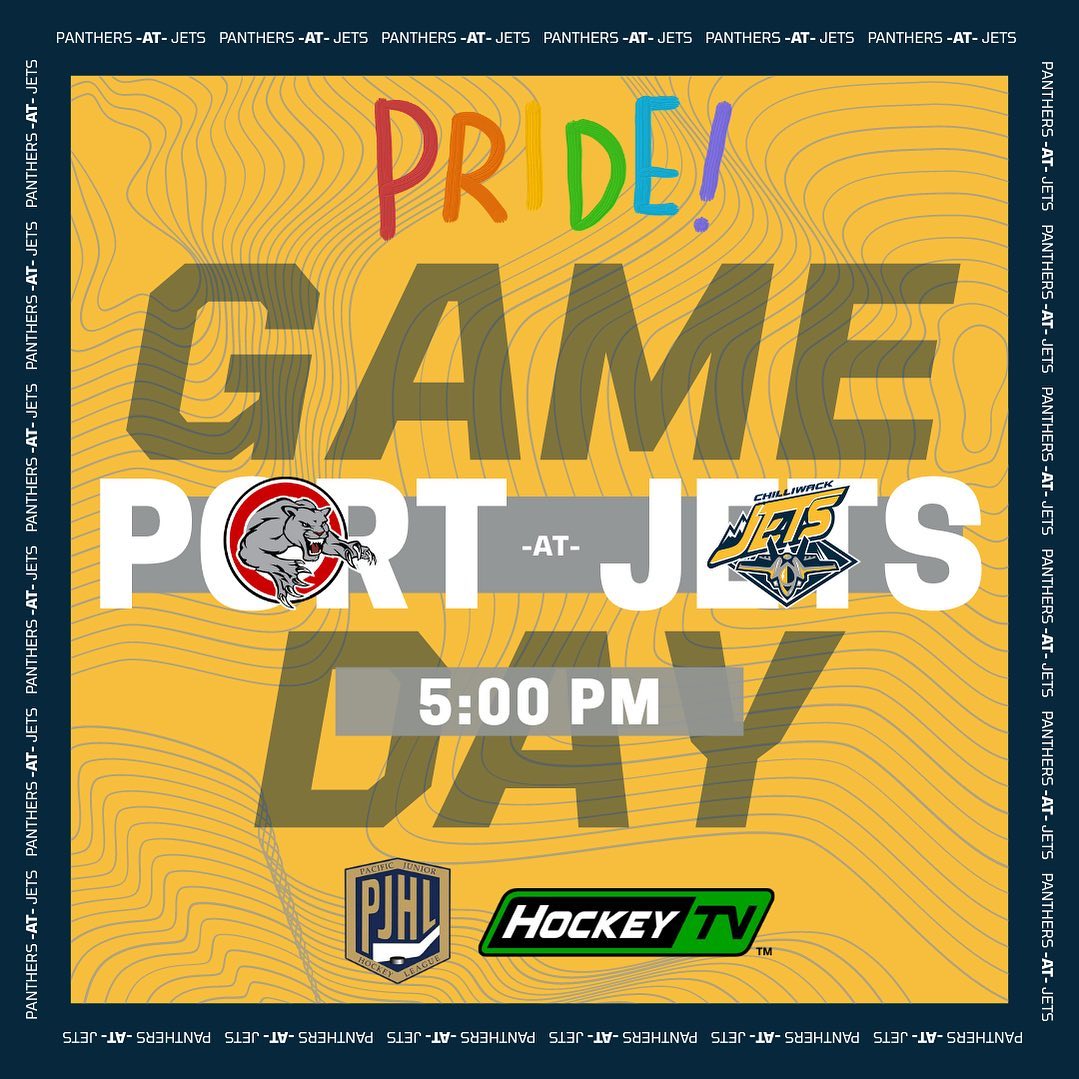 “It's getting late have you seen the Jets, 
Man tell me when the Jets get here, 
It's five o'clock and we wanna rock, 
Want to get a belly full of cheer” 🎤 | ⏰ 5:00 P.M. | 📺 @myhockeytv | 📻 @thepjhl Website | 🤝

Game #5 as your Chilliwack Jets faceoff against the Port Moody Panthers @ THE HANGAR! 

#attackzone #targetacquired #highwaytothedangerzone #pjhl #hockeyseason #letsgojets #gojetsgo #jetsflyhigh #fuelledandready